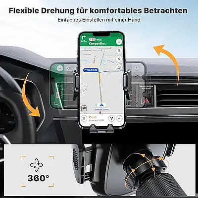 Miracase Handyhalterung Auto mit Doppelhaken – 360° Lüftungshalterung (Carbonfaser)